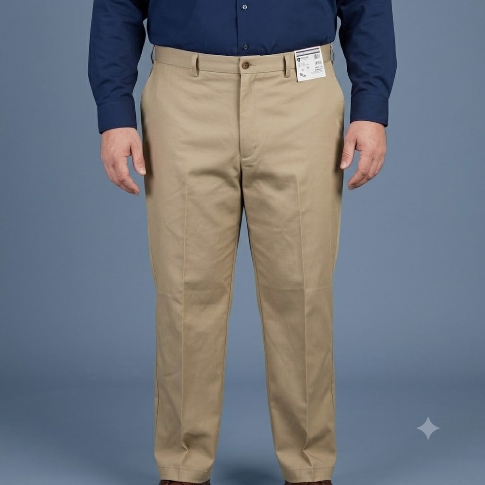 Haggar Iron Free Premium Khaki Pants Men's 40x30 Grey Classic Fit Flat Front NWT
